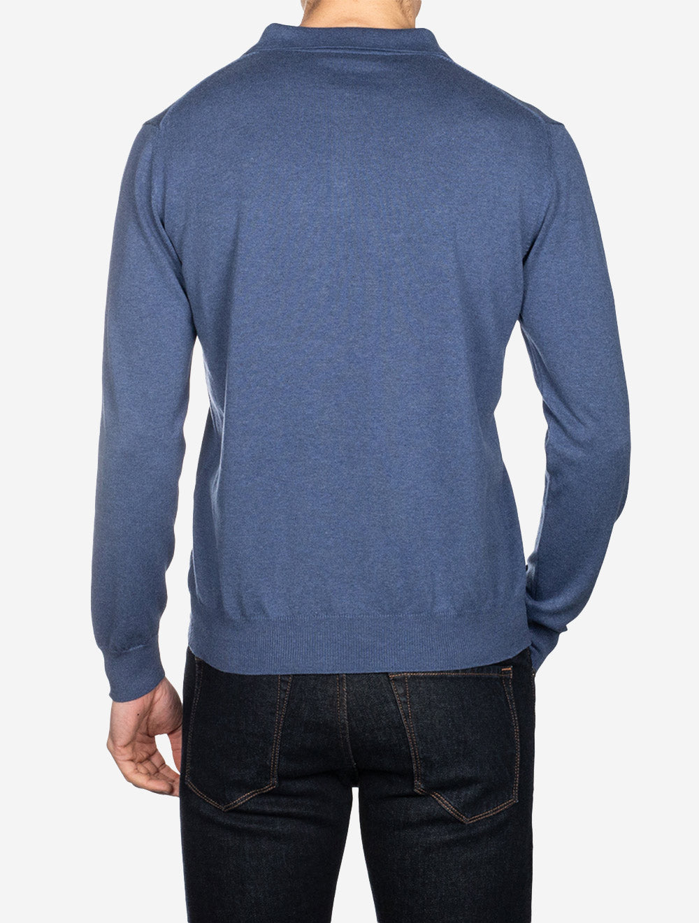 Louis Copeland Merino Long Sleeve Polo Blue AI2
