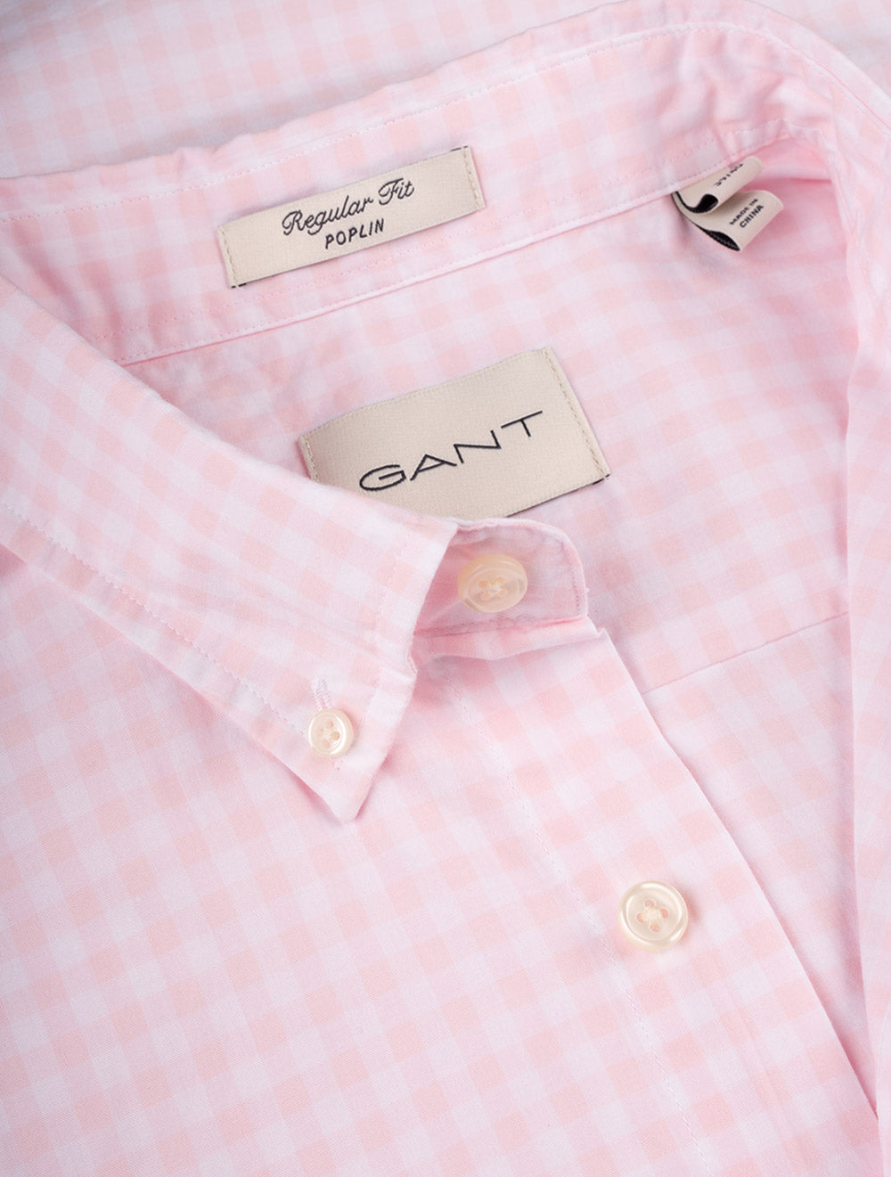 Gant Regular Poplin Gingham Short Sleeve Shirt Light Pink AI4