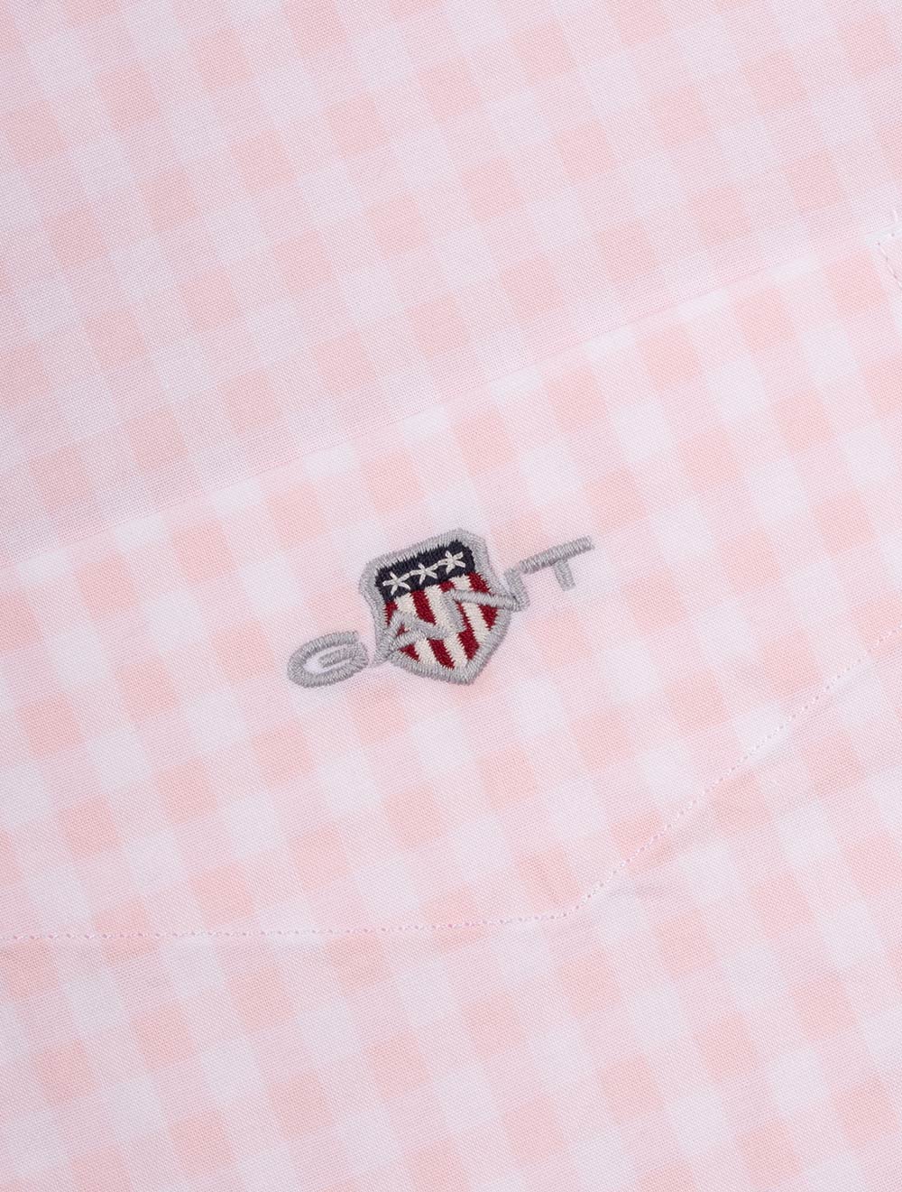 Gant Regular Poplin Gingham Short Sleeve Shirt Light Pink AI5