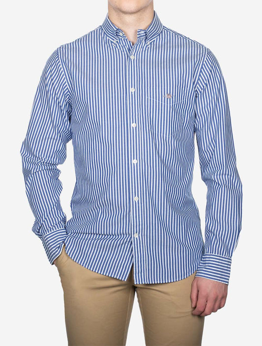 GANT Regular Fit Poplin Stripe Shirt  College Blue
