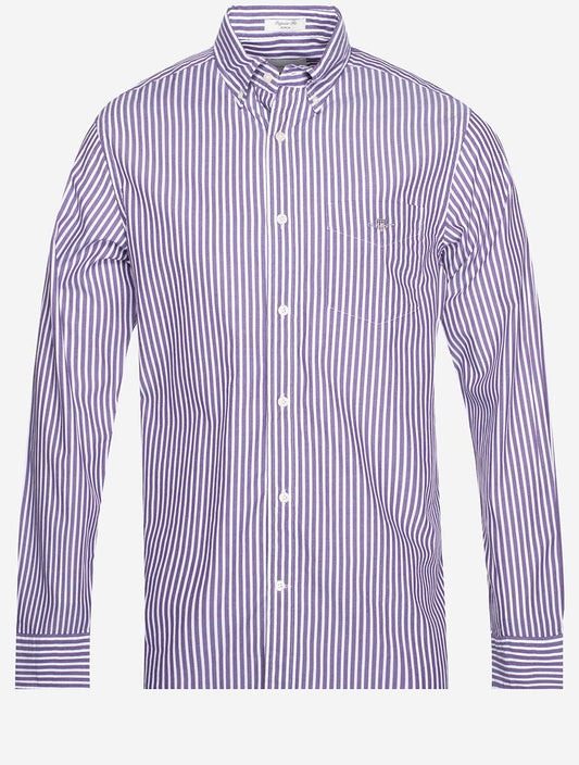 GANT Regular Fit Poplin Stripe Shirt Pansy Purple