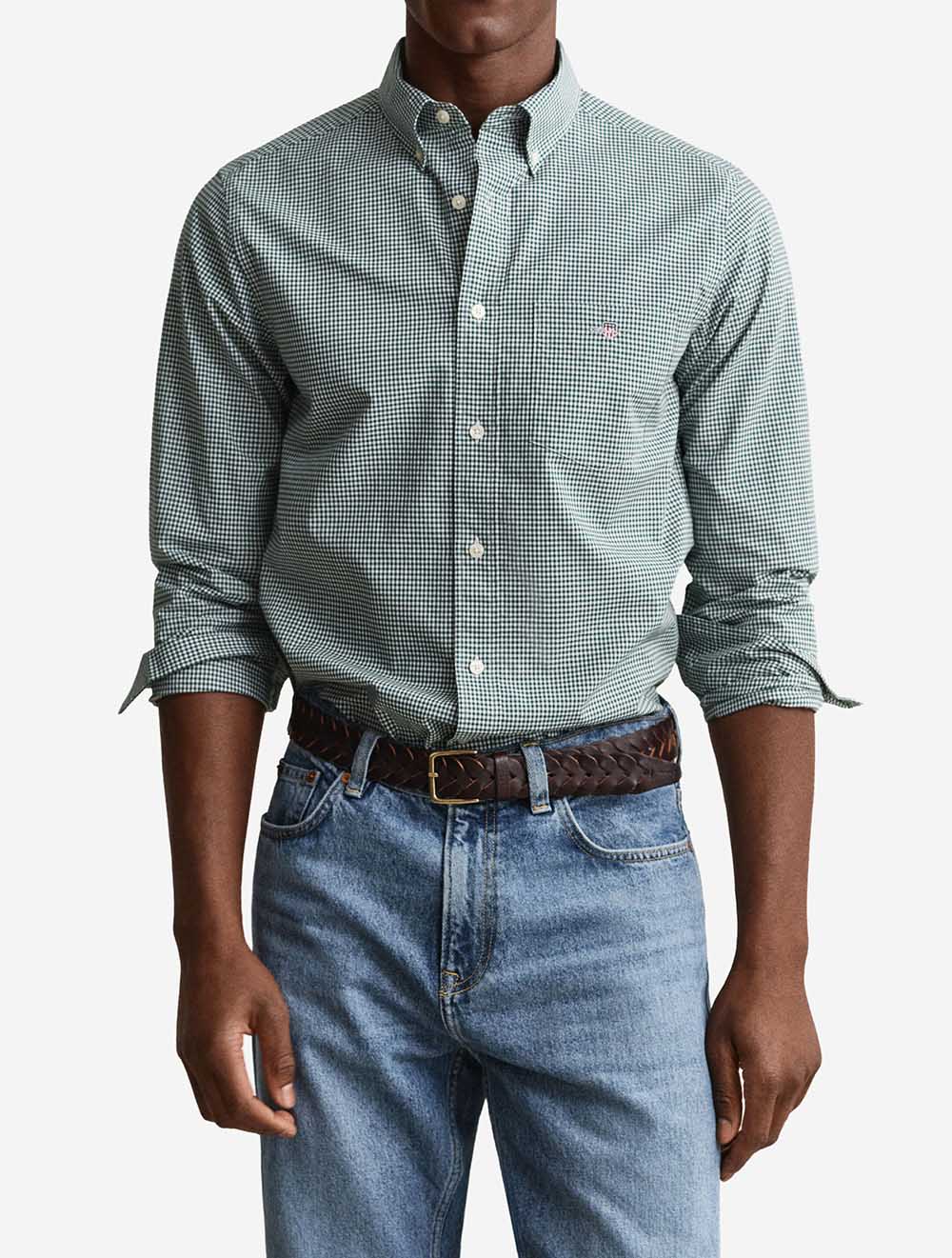 Classic Poplin Gingham Shirt Emerald