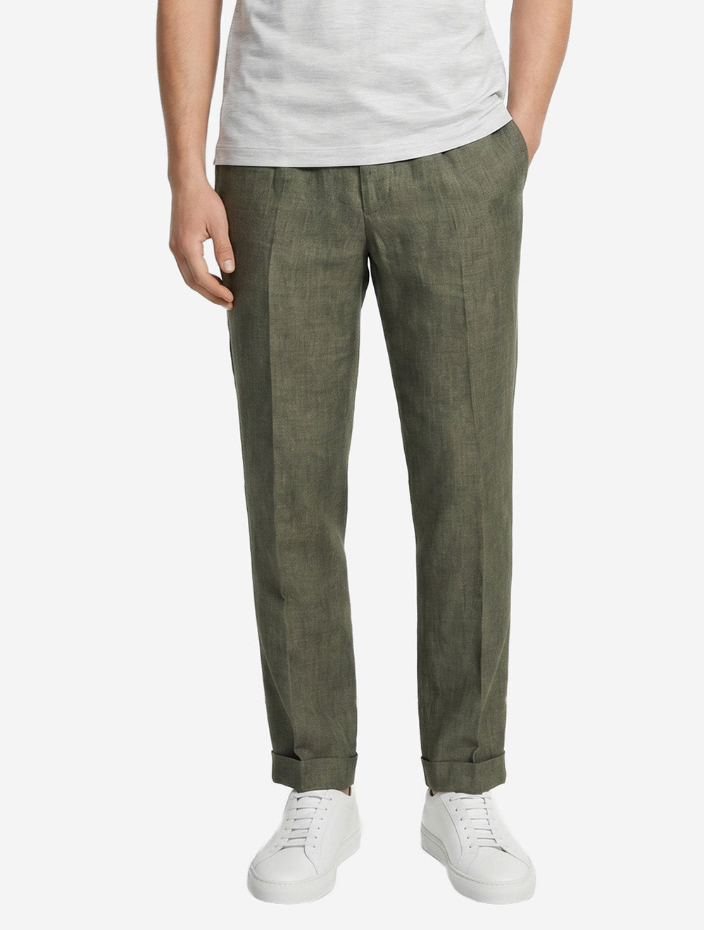 Linen Drawstring Trouser Green