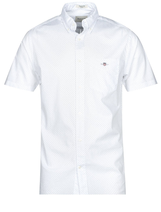 Regular Micro Dot Poplin Short Sleeve Shirt White