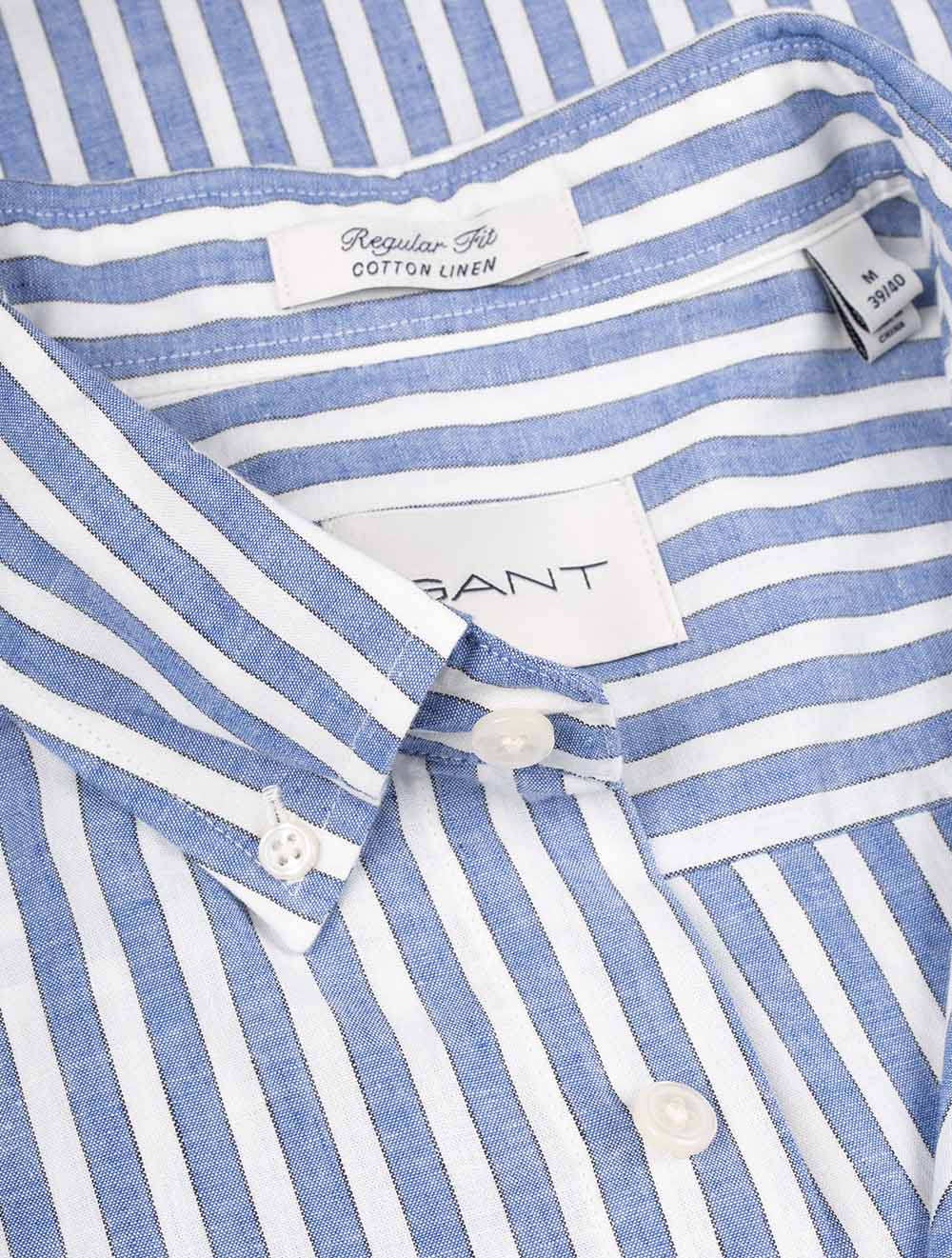 Regular Cotton Linen Stripe Shirt Rich Blue