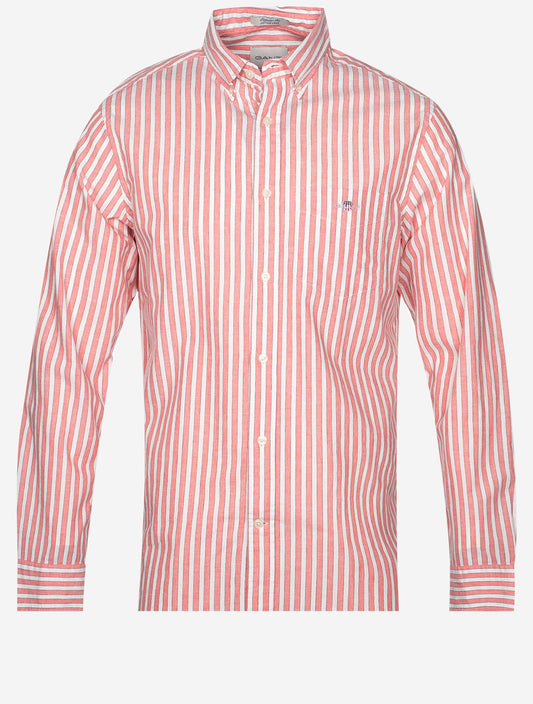 Regular Cotton Linen Stripe Shirt Sunset Pink
