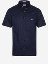 Regular Cotton Linen Short Sleeve Shirt Evening Blue