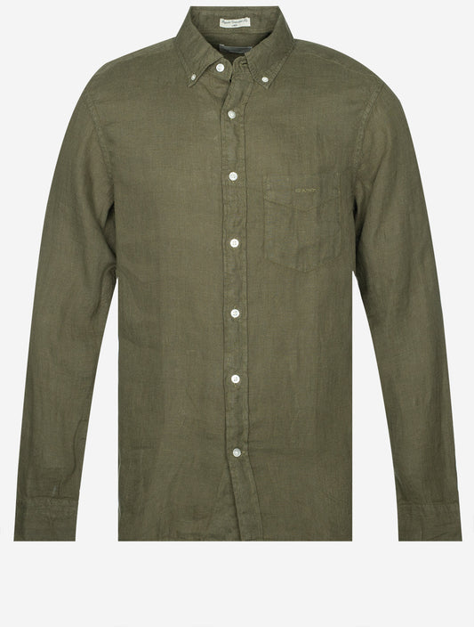 GANT Regular Fit Garment Dyed Linen Shirt Juniper Green