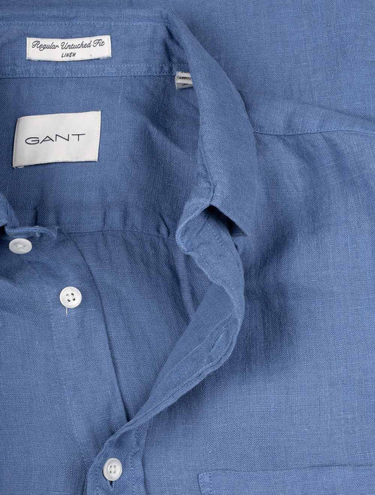 GANT Regular Fit Garment Dyed Linen Shirt Salty Sea