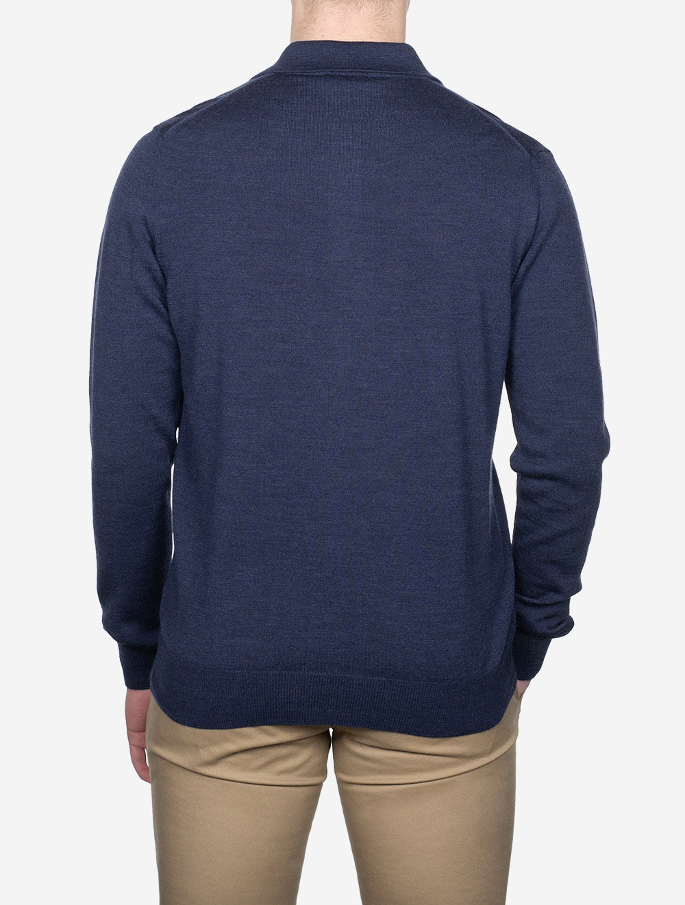 Merino Long Sleeve Polo Blue