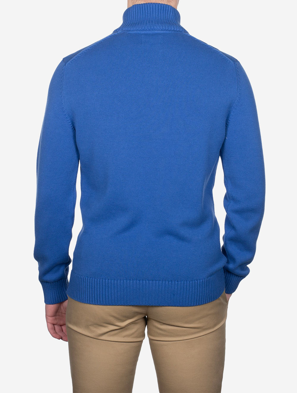 Casual Cotton Half-Zip Sweater Rich Blue
