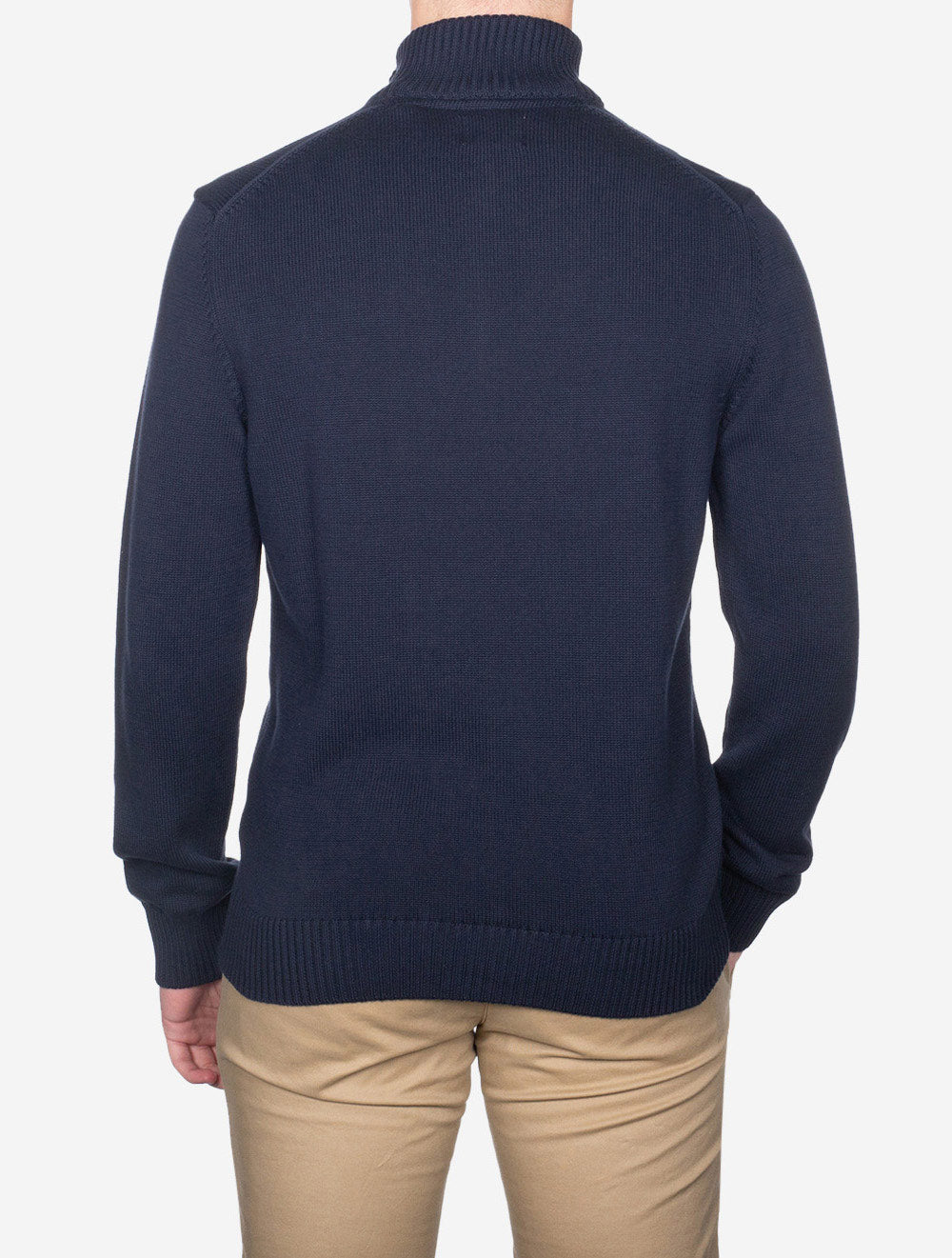 Casual Cotton Half-Zip Sweater Evening Blue