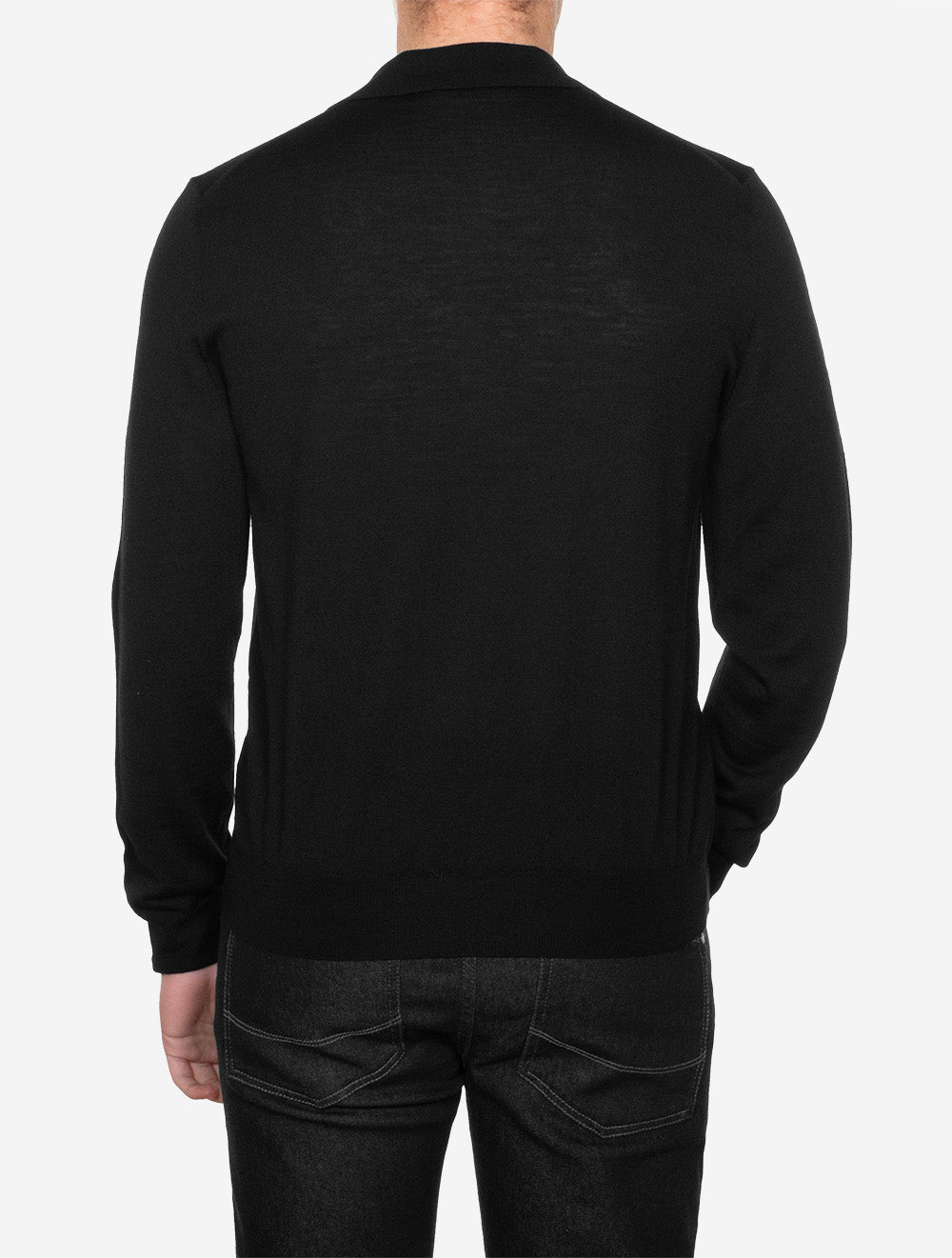 Canali Long Sleeve Polo Knit Black