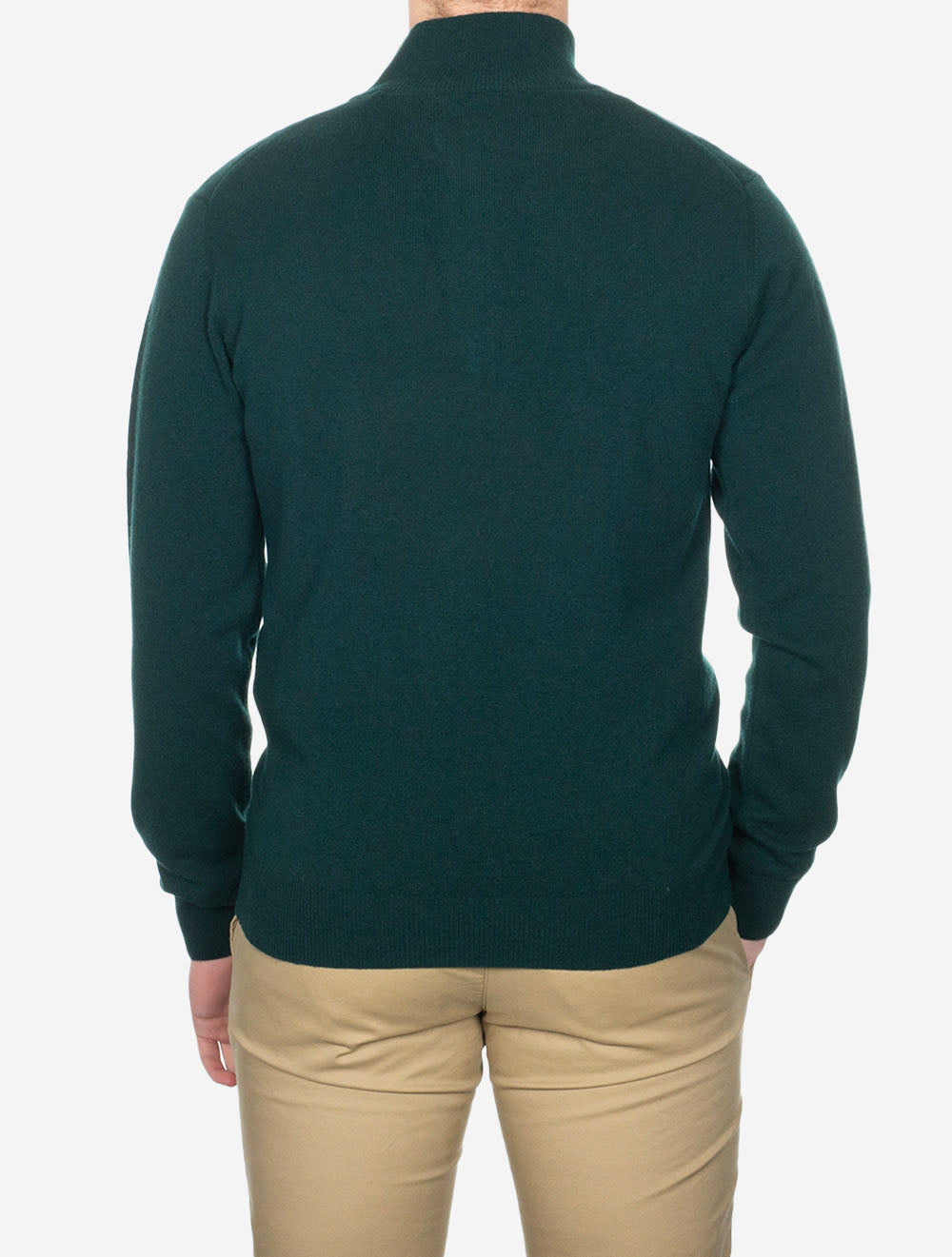 Superfine Lambswool Half-Zip Tartan Green