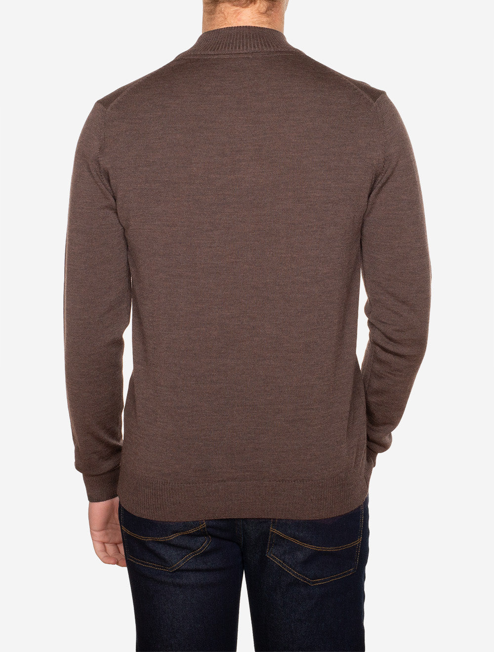 Pull Stenstroms en laine mérinos à demi-zip - Marron foncé chiné