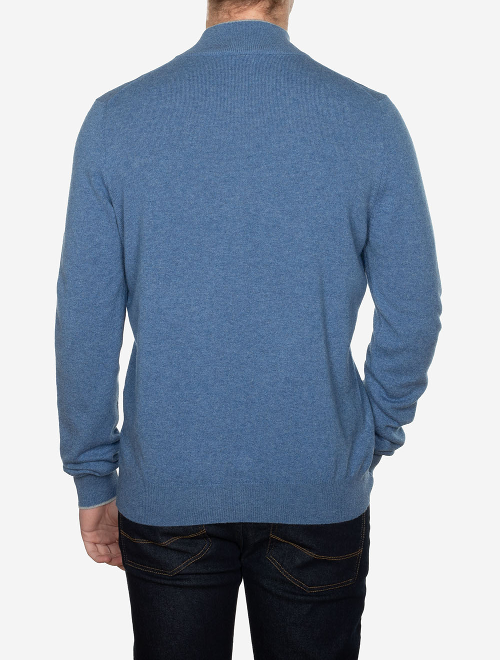 Wool And Cashmere Half Zip Blue