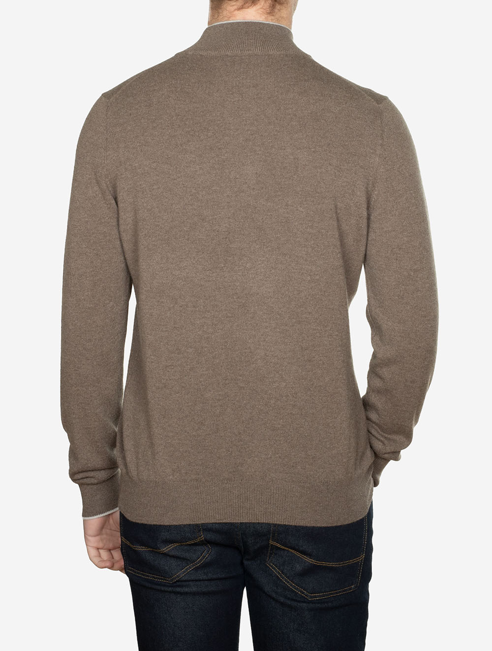 Wool And Cashmere Half Zip Brown