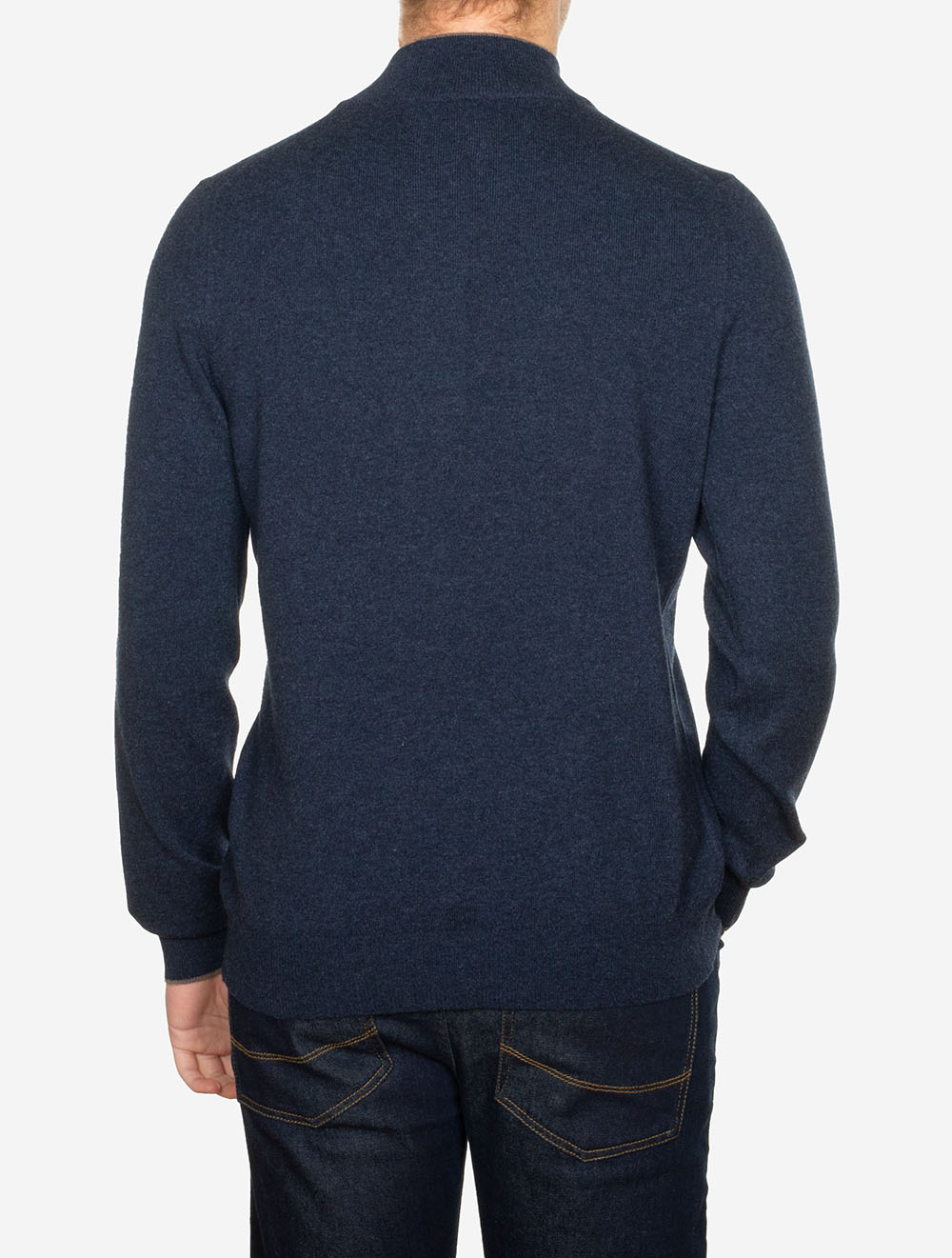 Wool And Cashmere Half Zip Navy
