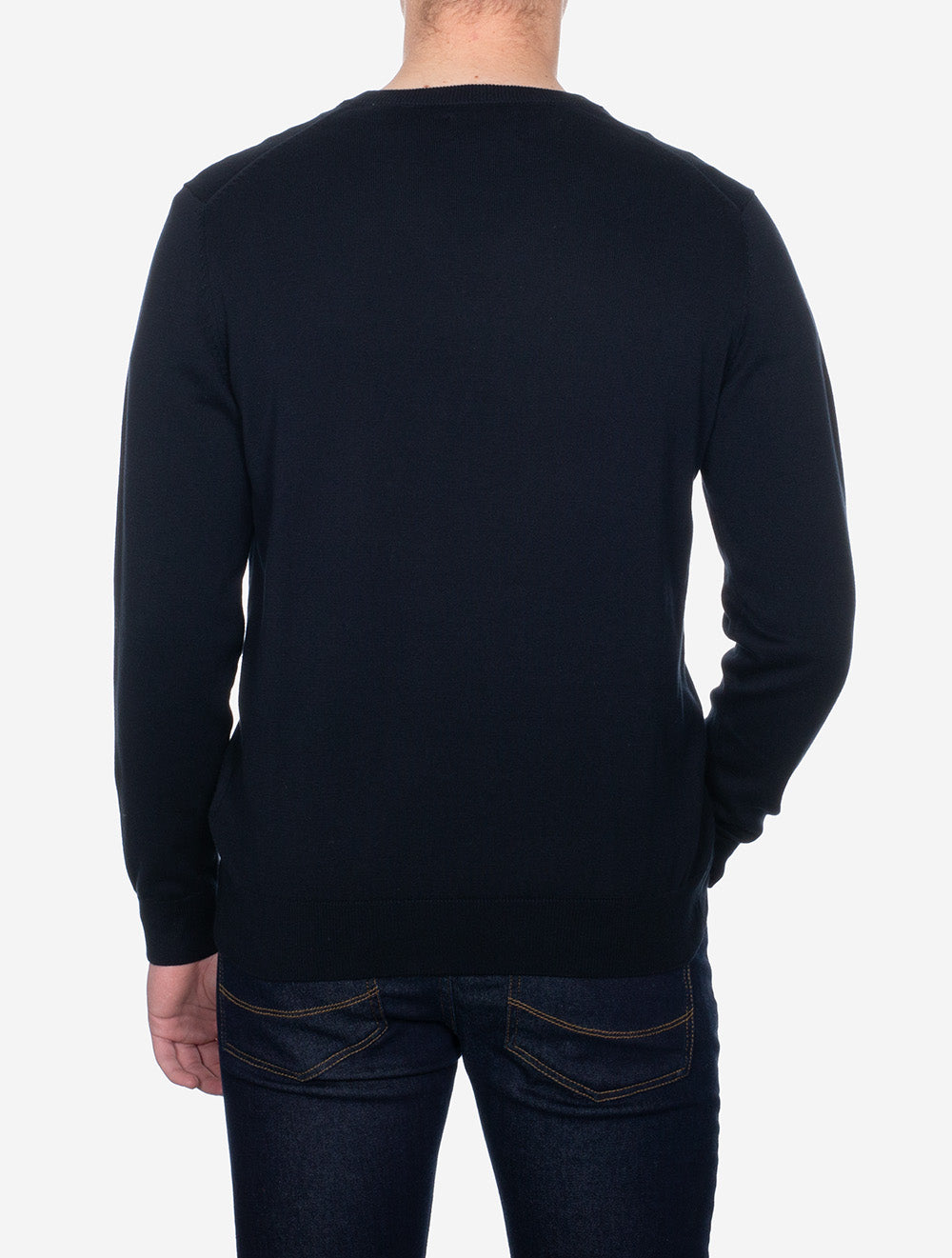 Classic Cotton V-Neck Sweater Evening Blue