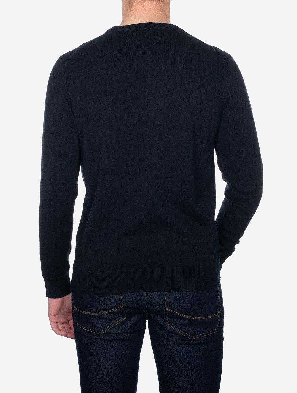Classic Cotton Crew Neck Sweater Evening Blue