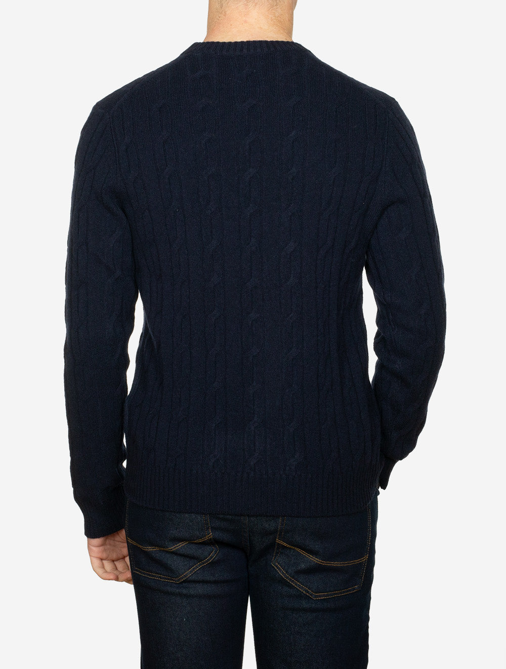 Lambswool Cable Crew Neck Evening Blue