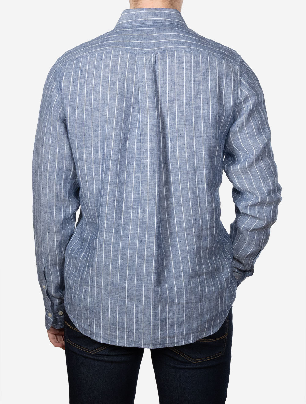 Regular Linen Stripe Shirt Persian Blue