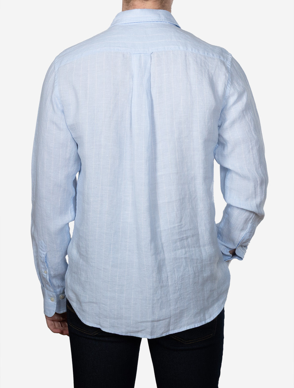 Regular Linen Stripe Shirt Sky Blue