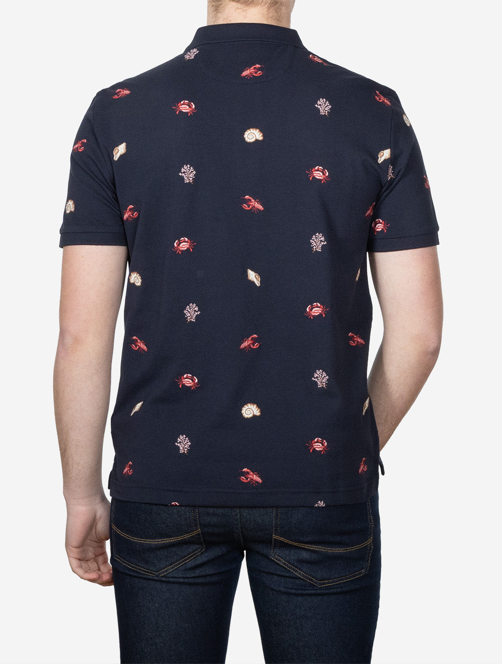 Embroidered Short Sleeve Polo Evening Blue