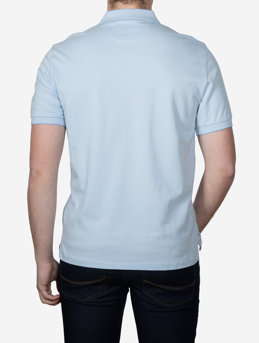 Two-Tone Short Sleeve Polo Sky Blue