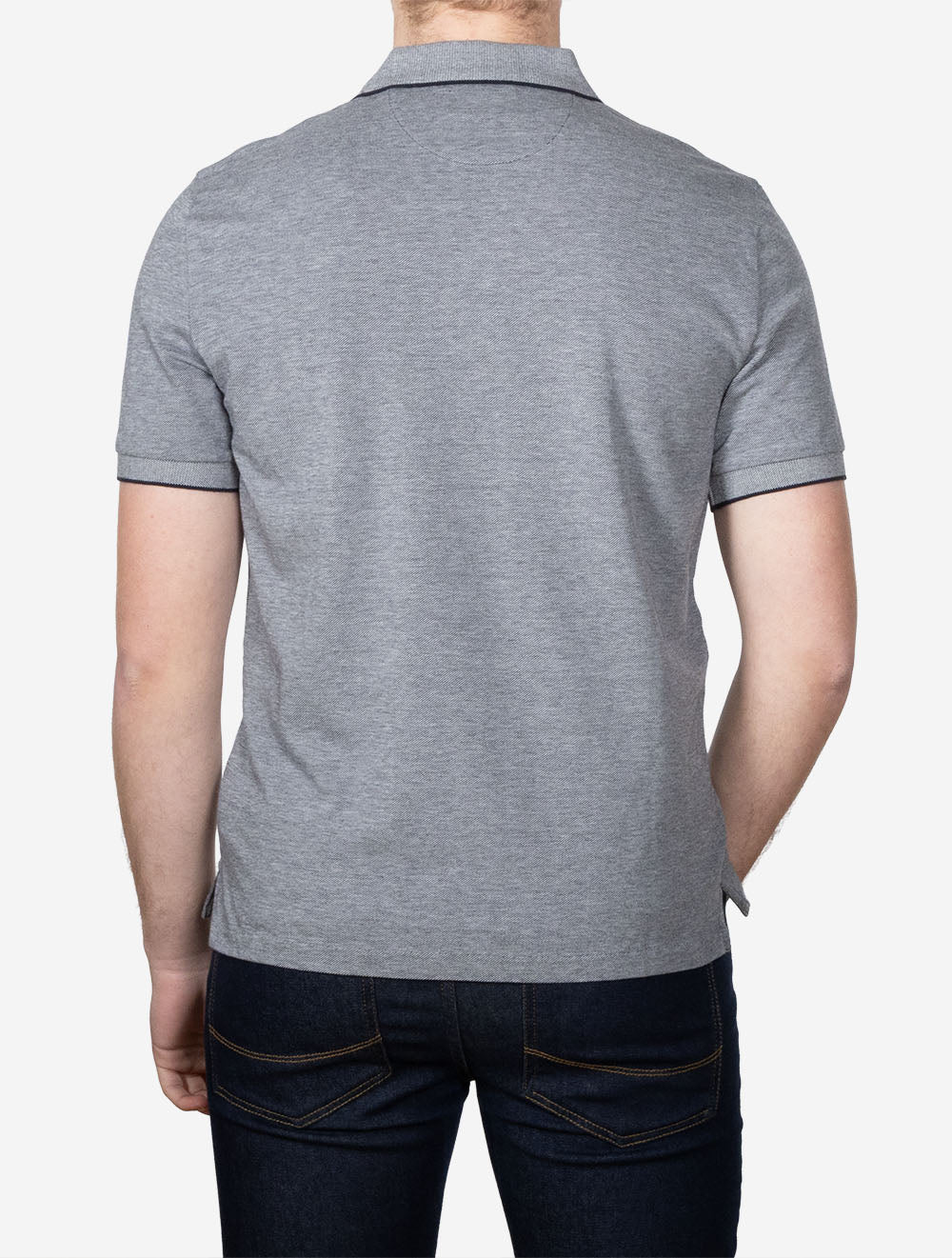 Two-Tone Short Sleeve Polo Evening Blue