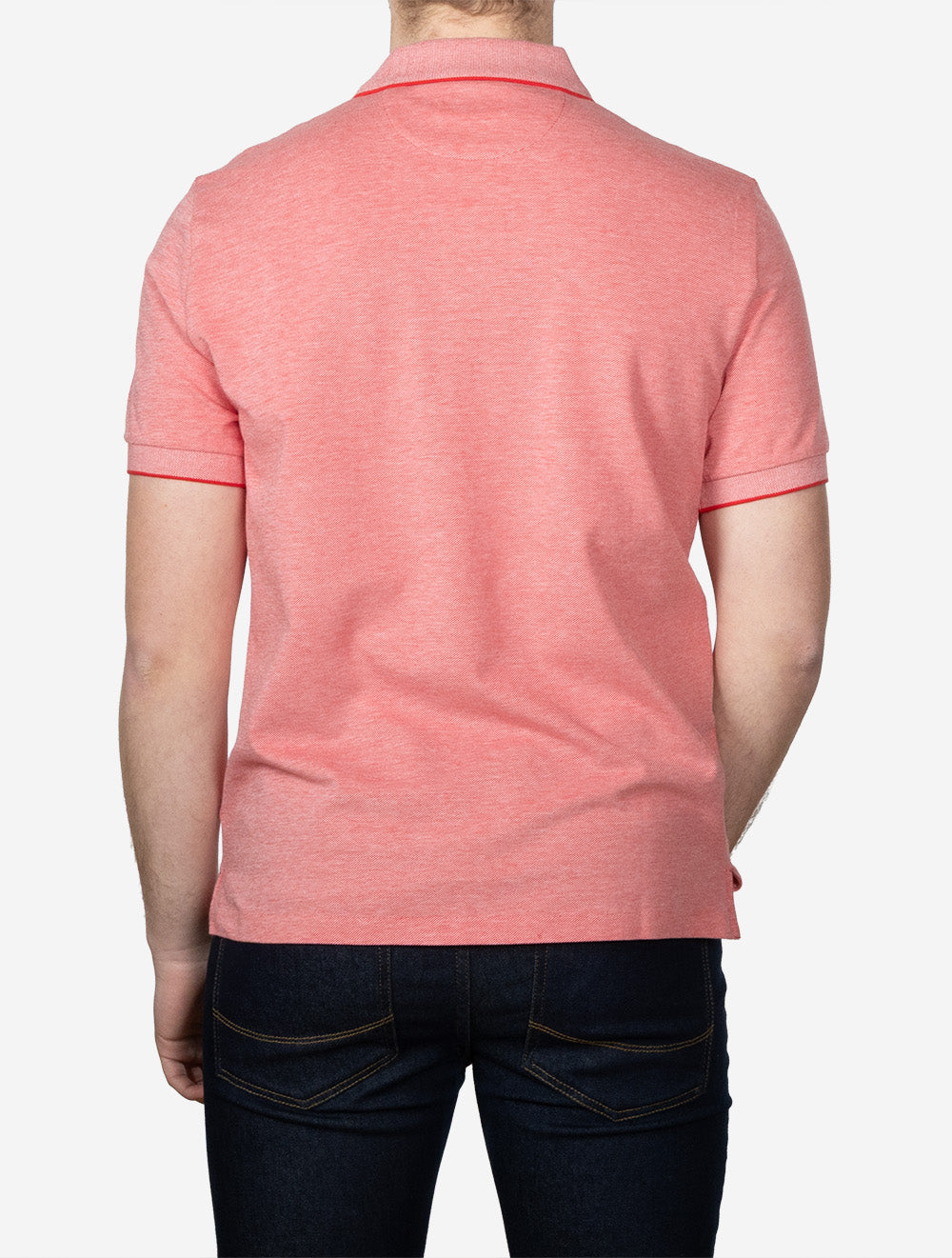 Two-Tone Short Sleeve Polo Rose Red