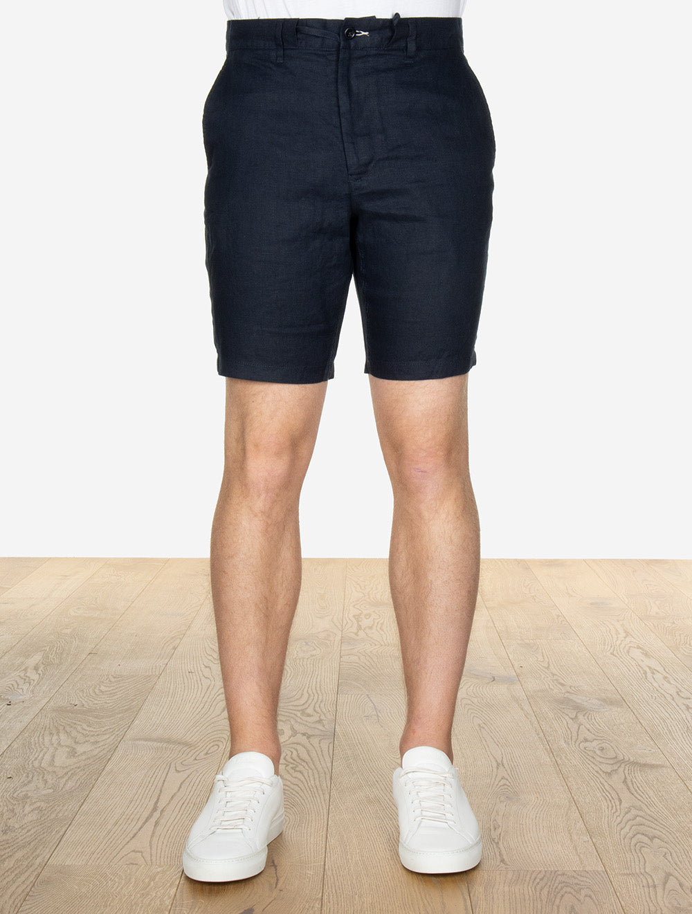 Regular Linen Drawstring Shorts Evening Blue