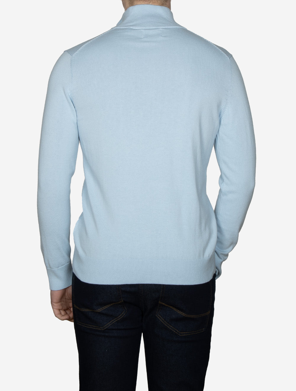 Classic Cotton Half Zip Sweater Fresh Blue