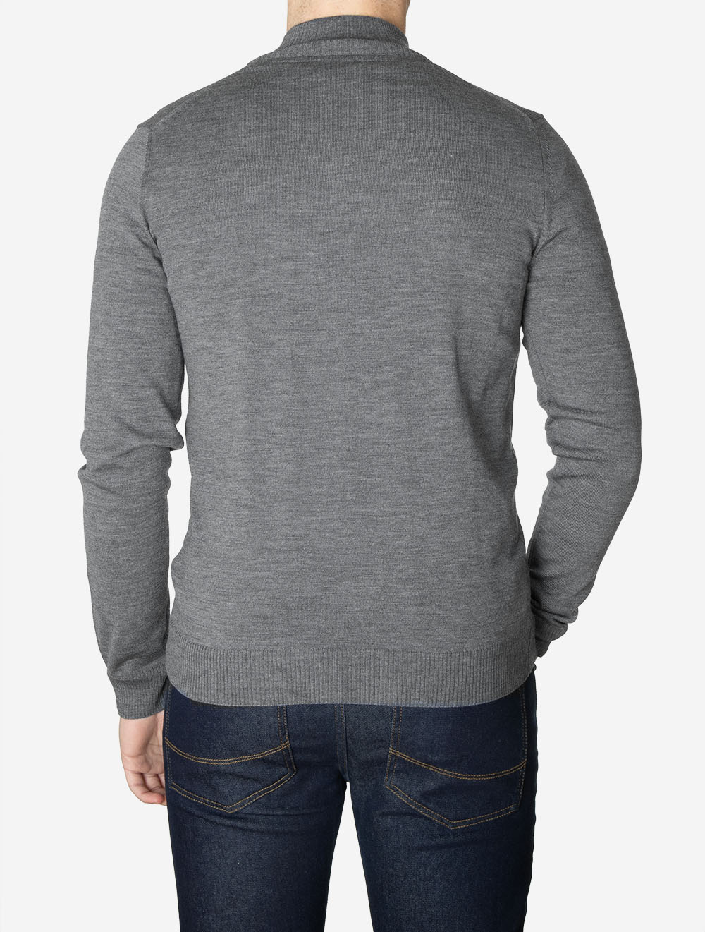 Merino Wool Half Zip Jumper Grey