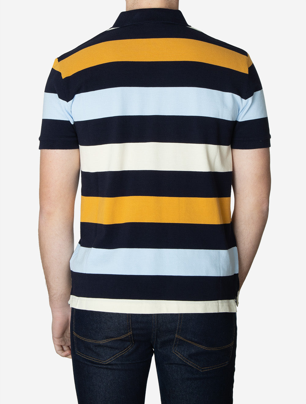 Striped Short Sleeve Polo Evening Blue