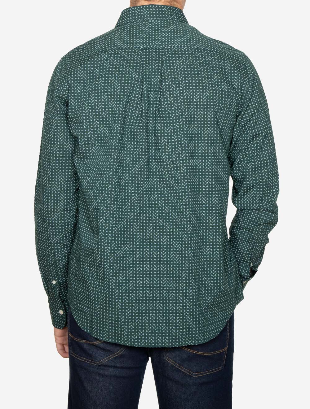 Regular Fit Micro Print Shirt Tartan Green