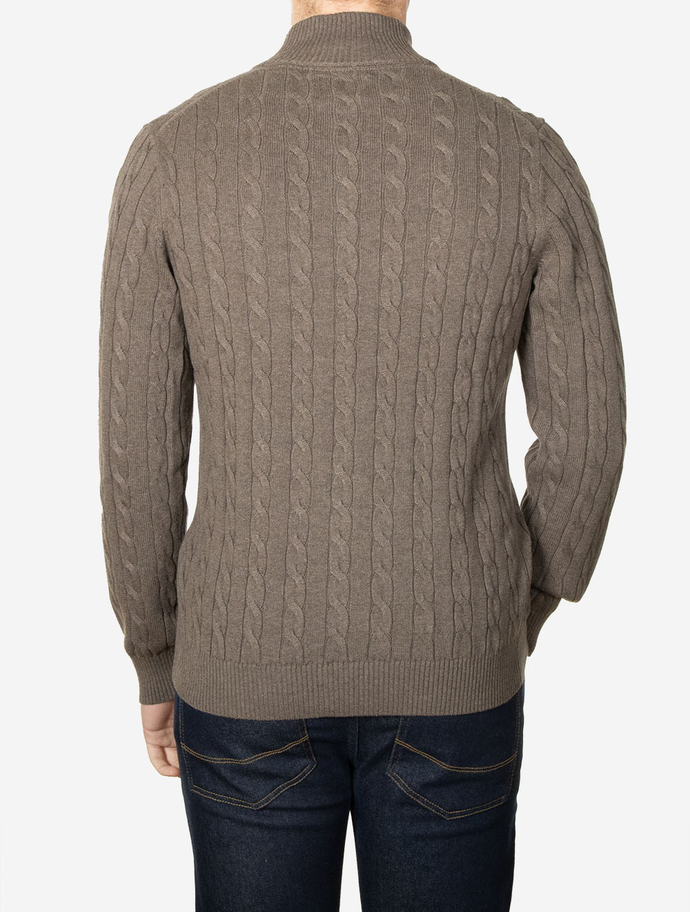 Cotton Cable Half Zip Seawood Melange