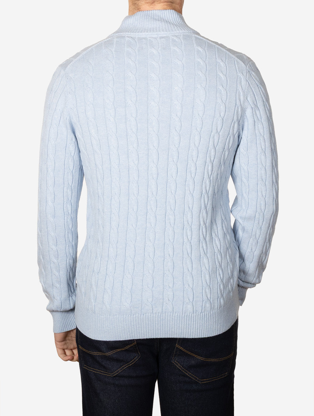 Cotton Cable Half Zip Ice Blue Melange