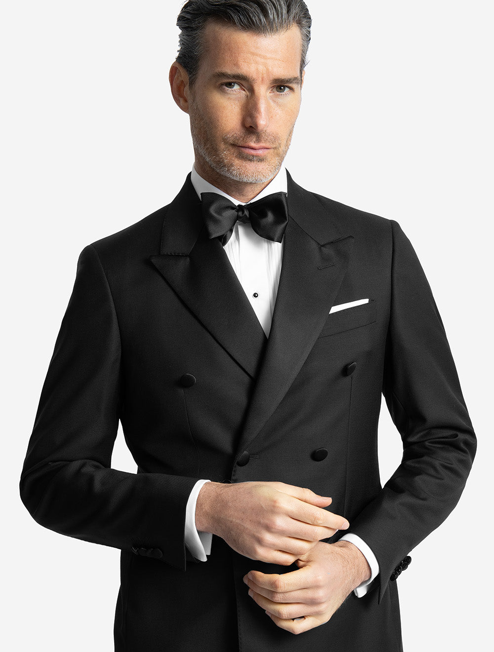 Louis Copeland Double-Breasted Dress Suit Black | Men's Wool Tuxedo Louis Copeland Double-Breasted Dress Suit Black | Men's Wool Tuxedo
