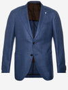 Wool Silk Linen Jacket Blue