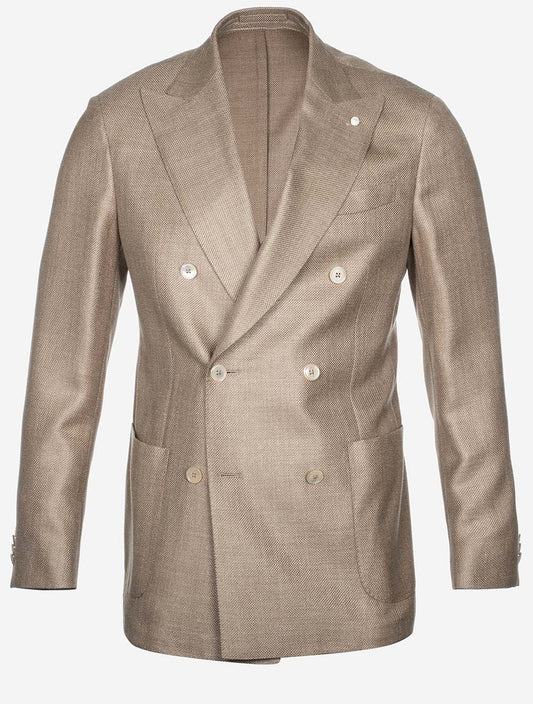 LUBIAM Wool Silk Linen Double Brested Jacket Beige