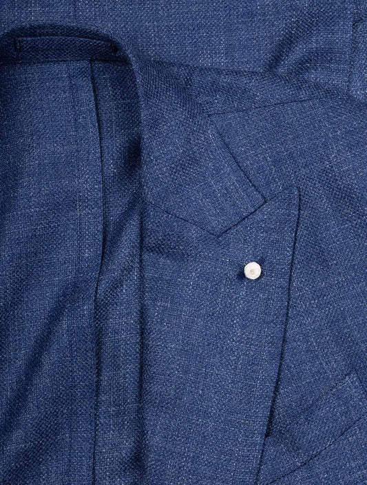 LUBIAM Wool Silk Linen Double Brested Jacket Blue
