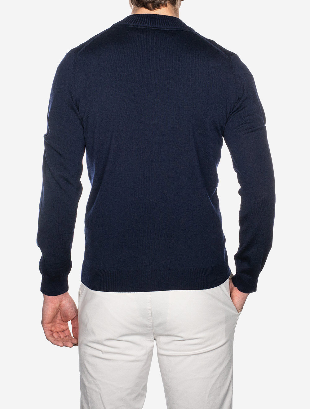 Marineblaue Strickjacke mit durchgehendem Reißverschluss