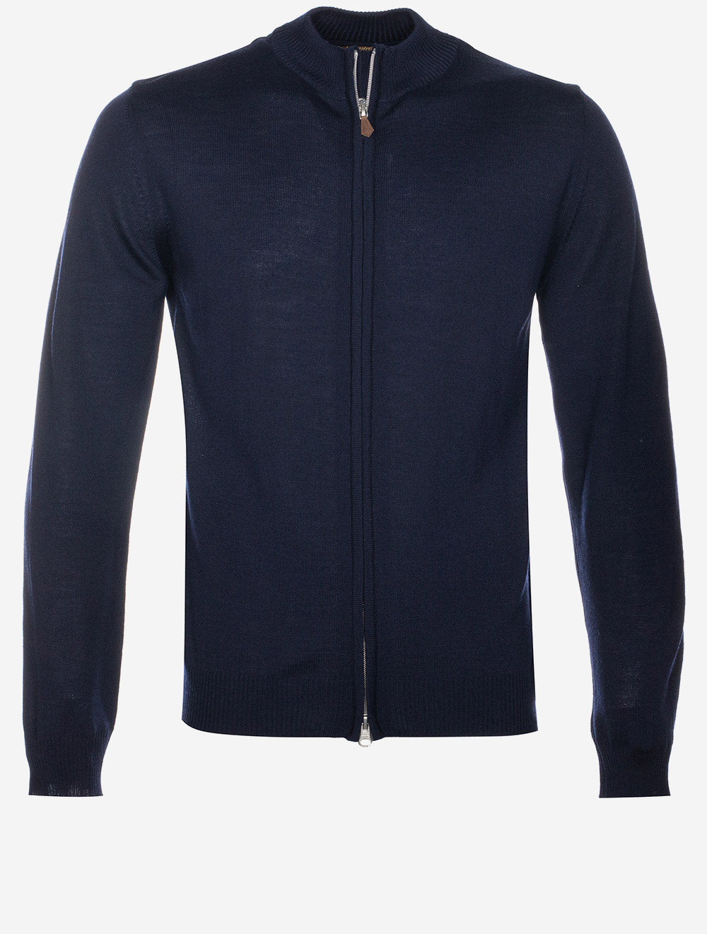 Marineblaue Strickjacke mit durchgehendem Reißverschluss