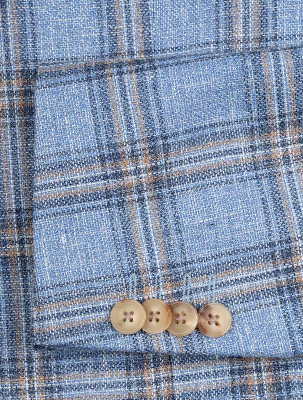Lubiam Wool Silk Linen Check Jacket Blue | Stylish & High Quality