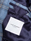 Wool Silk Linen Check Jacket Blue