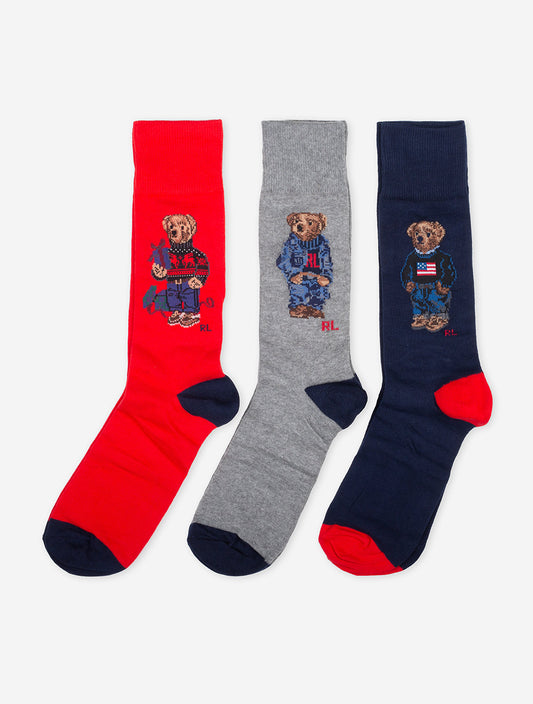 RALPH LAUREN Bear Crew Sock Gift Box Multi