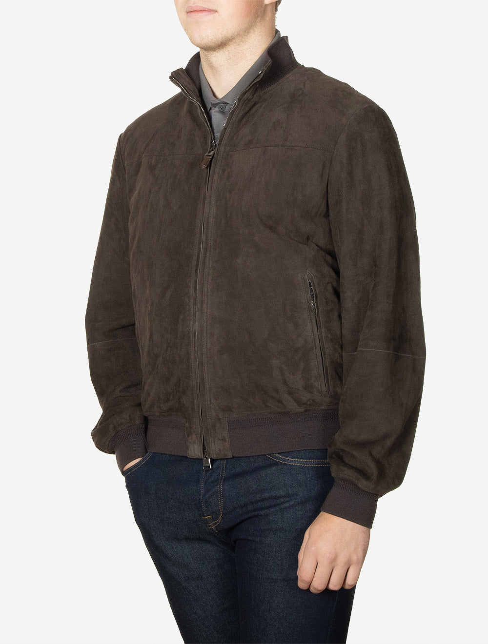 Suede Bomber Jacket Brown
