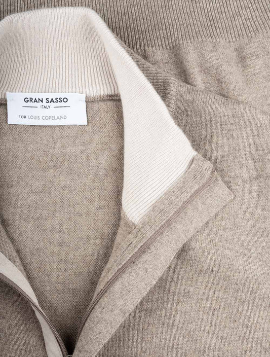 GRAN SASSO Half Zip Wool & Cashmere Beige