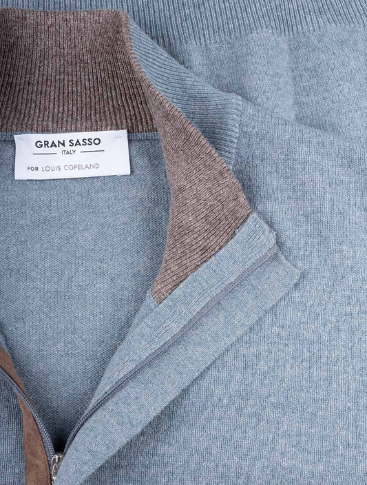 GRAN SASSO Half Zip Wool & Cashmere Blue